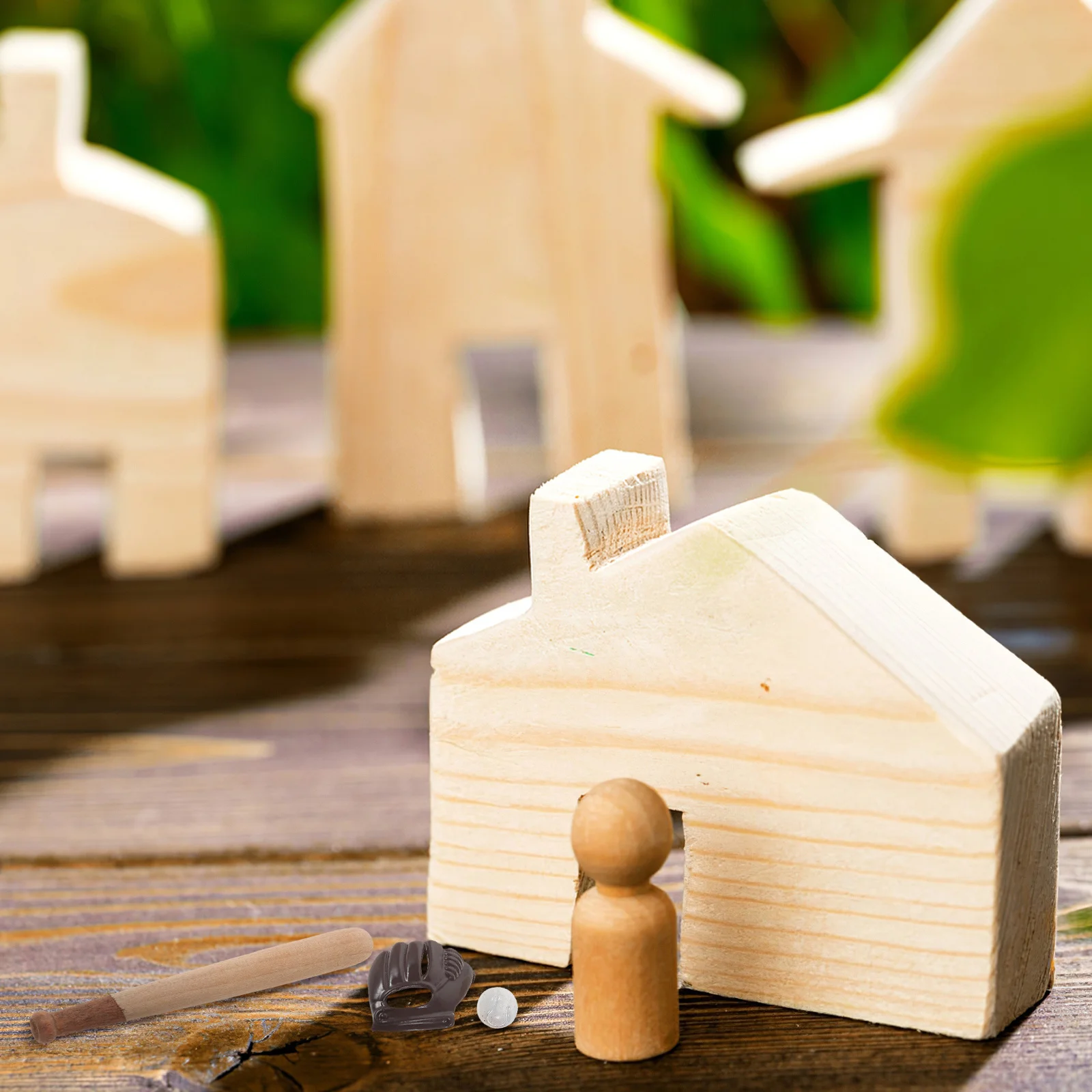 3-teiliges realistisches Miniatur-Baseball-Szenenset mit Schläger, Ball und Handschuh für Puppenhaus-Themen-Setup und interaktives Spielzeit-Erlebnis