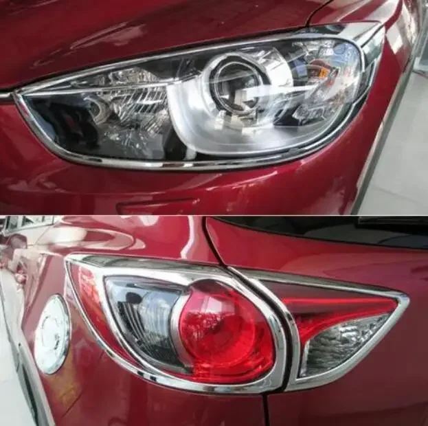 FOR Mazda CX-5 CX5 2013 2014 2015 2016 CHROME FRONT HEADLIGHT + REAR TAILLIGHT LIGHT COVER TRIM ACCESSORIES JF