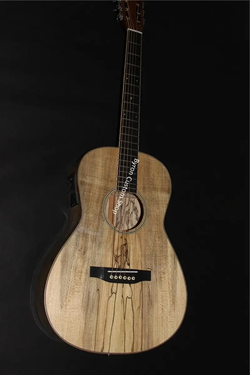 free shipping all solid Europe spalted maple wood OOO guitar AAA maple electric acoustic guitar