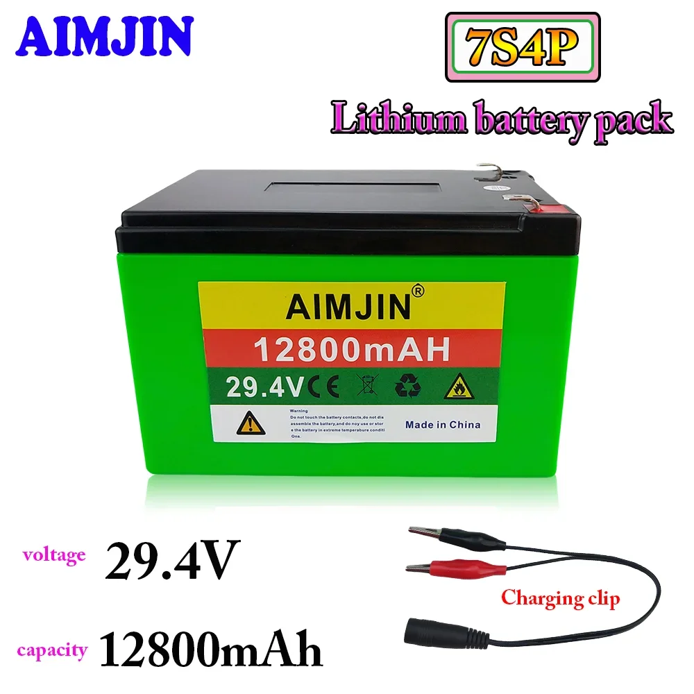 

Battery 29,4V 12800mAh high power 18650 lithium ion 24V 7S4P battery pack with BMS for various tools