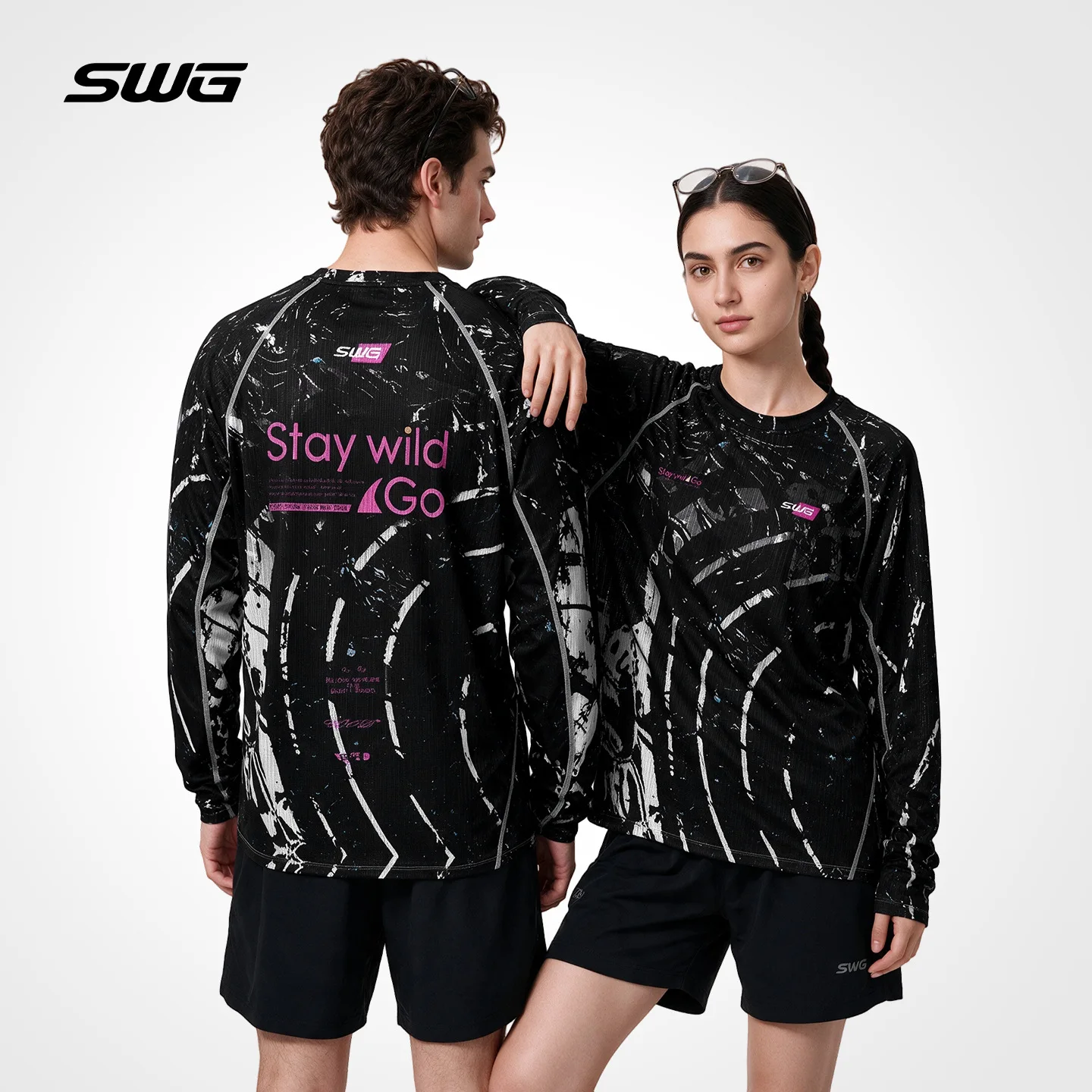 SWG Men Women Oversized Sport T-shirts Autumn Long Sleeve Quick Dry Tops Breathable Running Hikking Cycling Jersey MTB Clothing