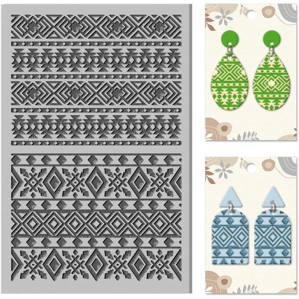Pattern Clay Texture Mat Clay Modeling Pattern Pad Boho Texture Sheets for Polymer Clay Making Earrings Jewerly Tools making kit