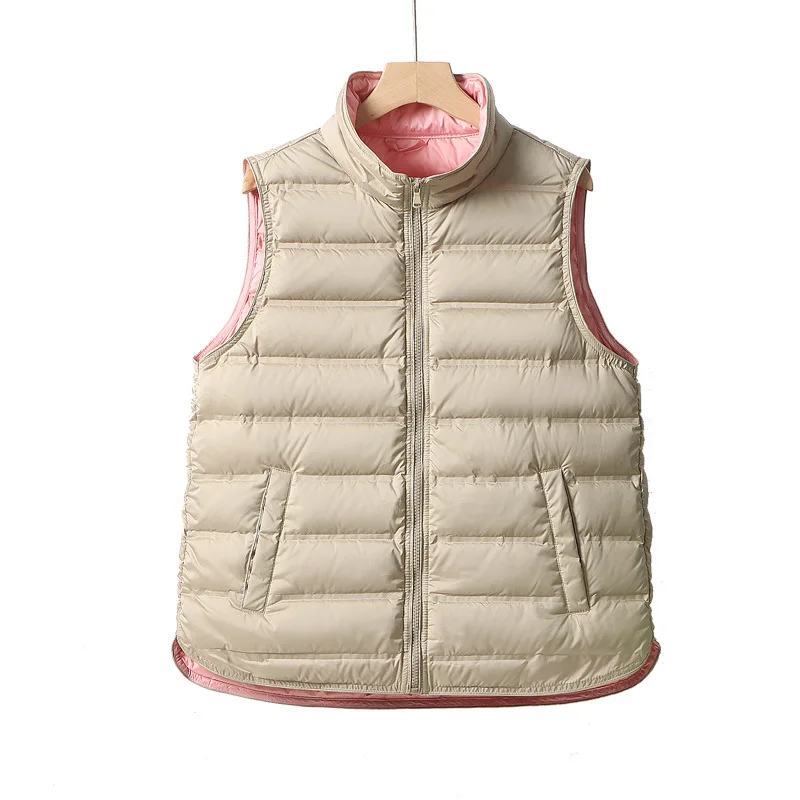 Korean Style Ultra Light Puffer Waistcoat 2024 New Women Sleeveless Seamless Patchwork Duck Down Vest Jackets Fashion Liner Coat