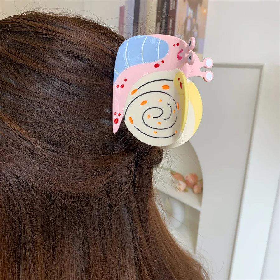 

Cute Colorful Large Acetate Splicing Hair Clips Cartoon Snail Shaped Hair Claw Cross Border Catch Shark Clip Haircard Woman
