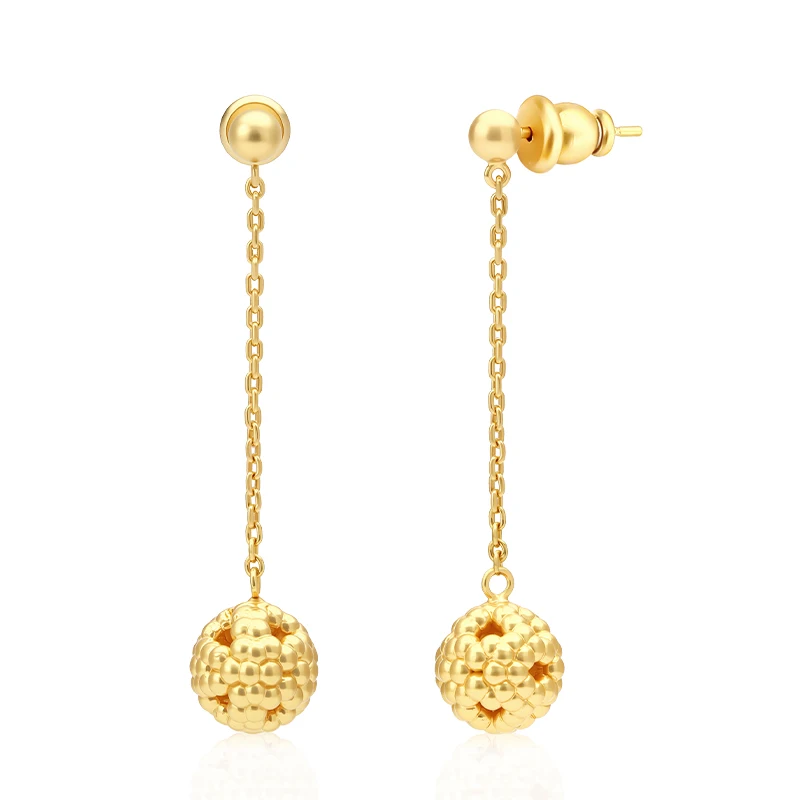 IVOG Studded Hollow Ball Pendant Long Dangle Earrings For Women Dainty Bead Texture Fashion Statement Trendy Jewelry Gifts