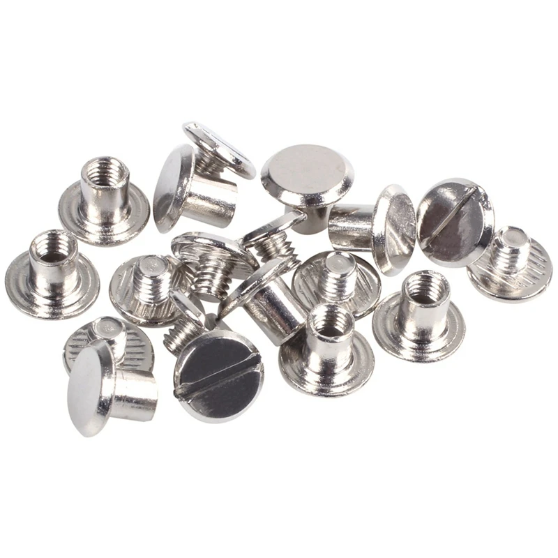 20 set cintura in pelle 5X6 Mm rilegatura a vite argento