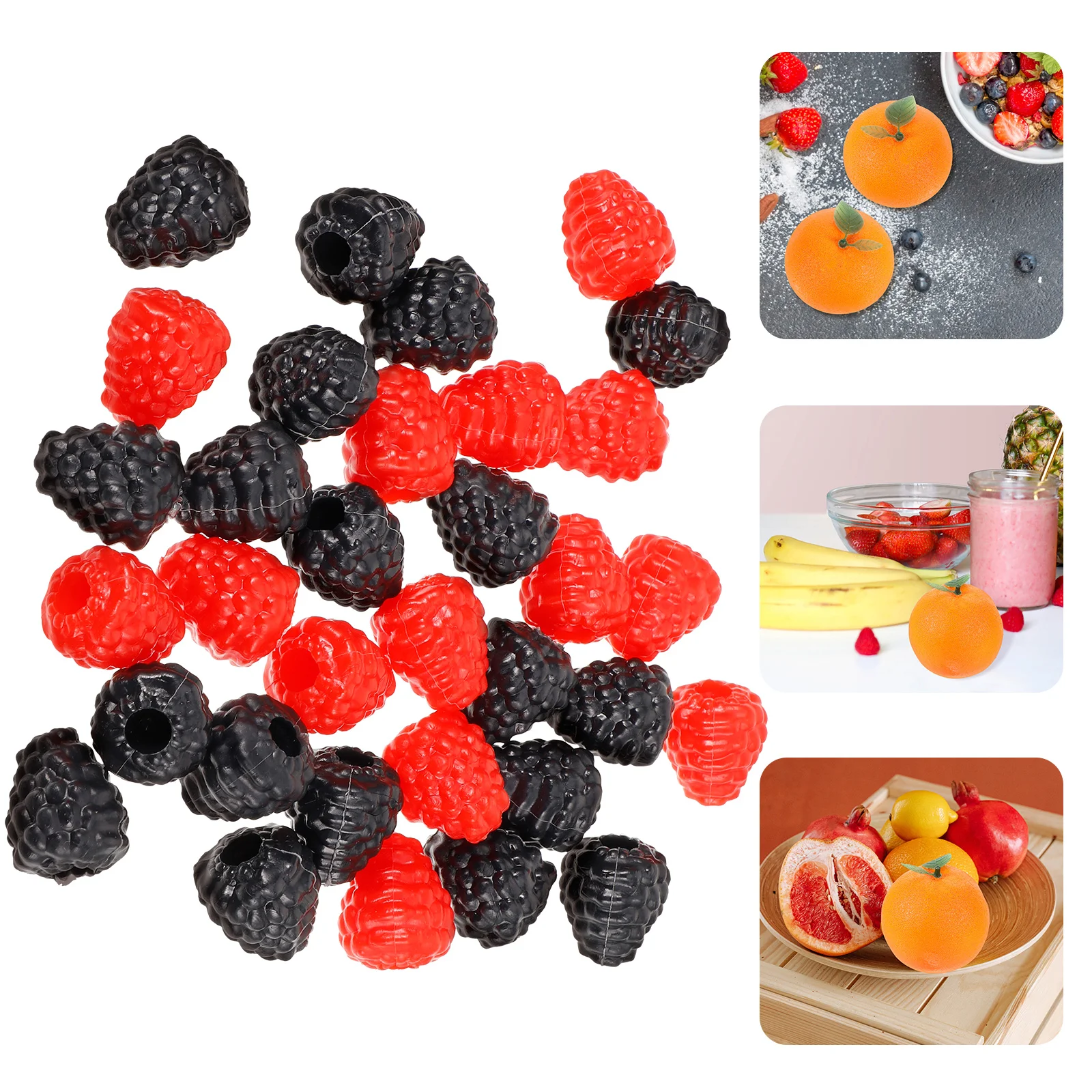 

40 Pcs Simulation Fruit Decor Home Decoration Ornaments Fake Raspberry Toddler Blueberry