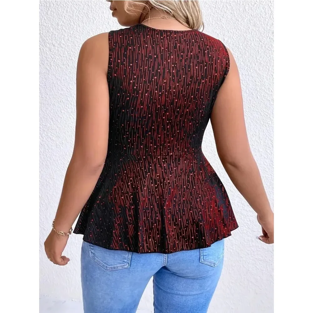 Vest Summer New Solid Color Ruffled Vest Temperament Slim Ladies Top plus size feminino Irregular sexy tight fitting