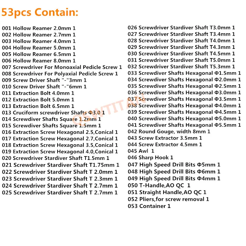 Orthopedics Screwdriver Screw Extractor Screw Broken Removal 53pcs/set Orthopaedic Surgical Instruments