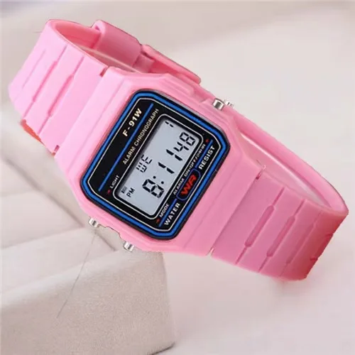 Square Digital Sports Watch Unisex Student Silicone Strap Alarm Stopwatch LED Backlight Multi Color Water Resistant Electronic