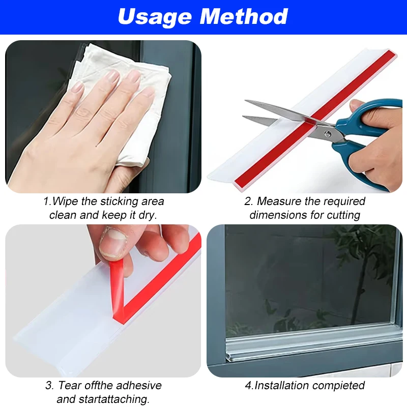 Transparent Waterproof Sealing Strip Window Water Blocking Bar Self Adhesive Door Under Draft Stopper Balcony Water Deflector