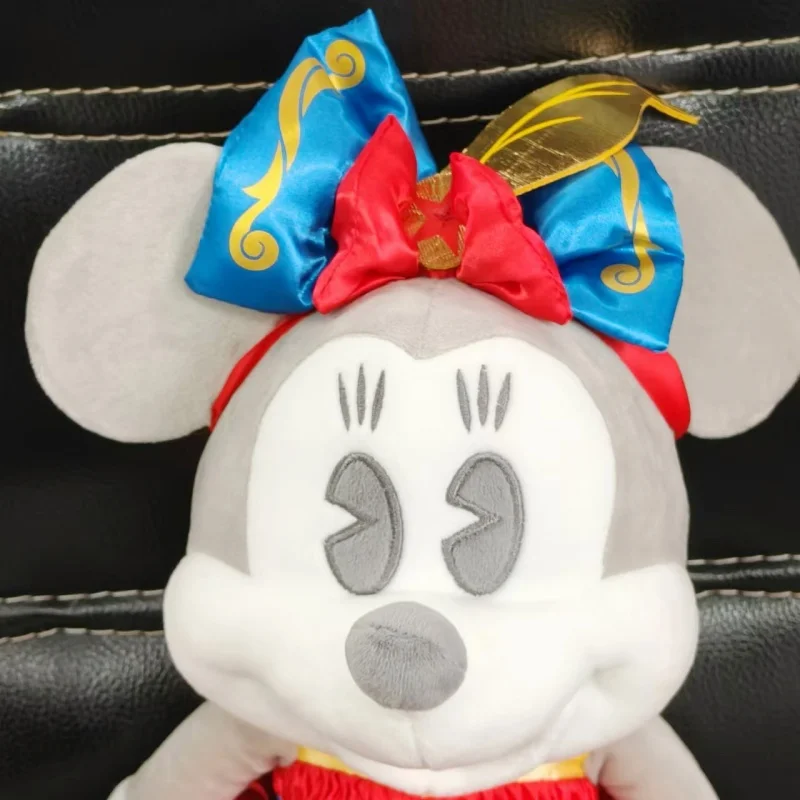 Vestido rojo de Minnie Mouse de Disney de 42cm, muñeco de juguete de peluche corto, almohada de alta calidad, estilo de pareja, regalo de cumpleaños y Navidad para niños