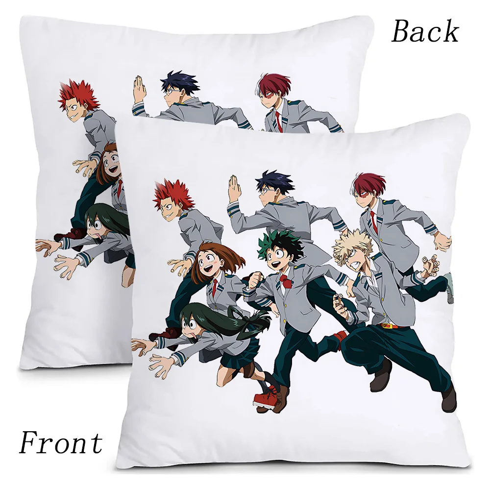 M-My Hero AcademiaS Pillow Covers Cartoon Sofa Decorative Home Double-sided Printing Short Plush Cute Cushion Cover