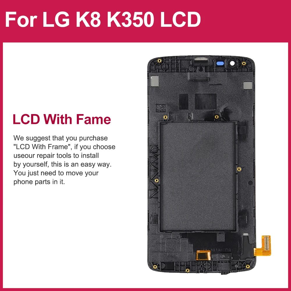 Smartphone LCD screen For LG K8 K350 LCD Display Touch Screen Digitizer Assembly For LG K8 2016 LCD Display replacement part.