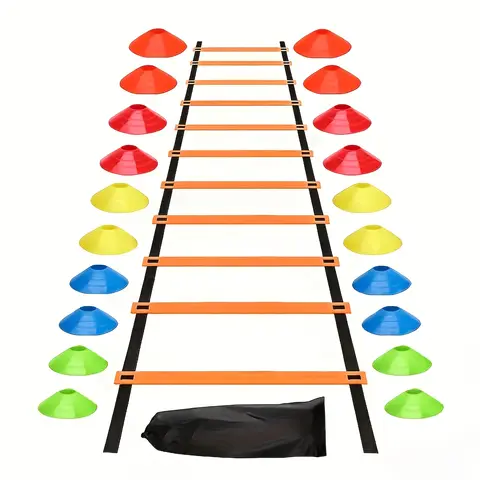 Football Agility Training Set Speed Ladder & Color Training Cones with Carry Storage Bag