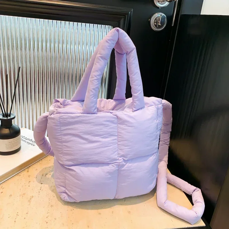 Bolsos con asa superior de hilo de coser con compartimento Interior, bolsos informales sólidos de alta calidad 2024 para mujer, bolsos de nailon con cremallera para mujer