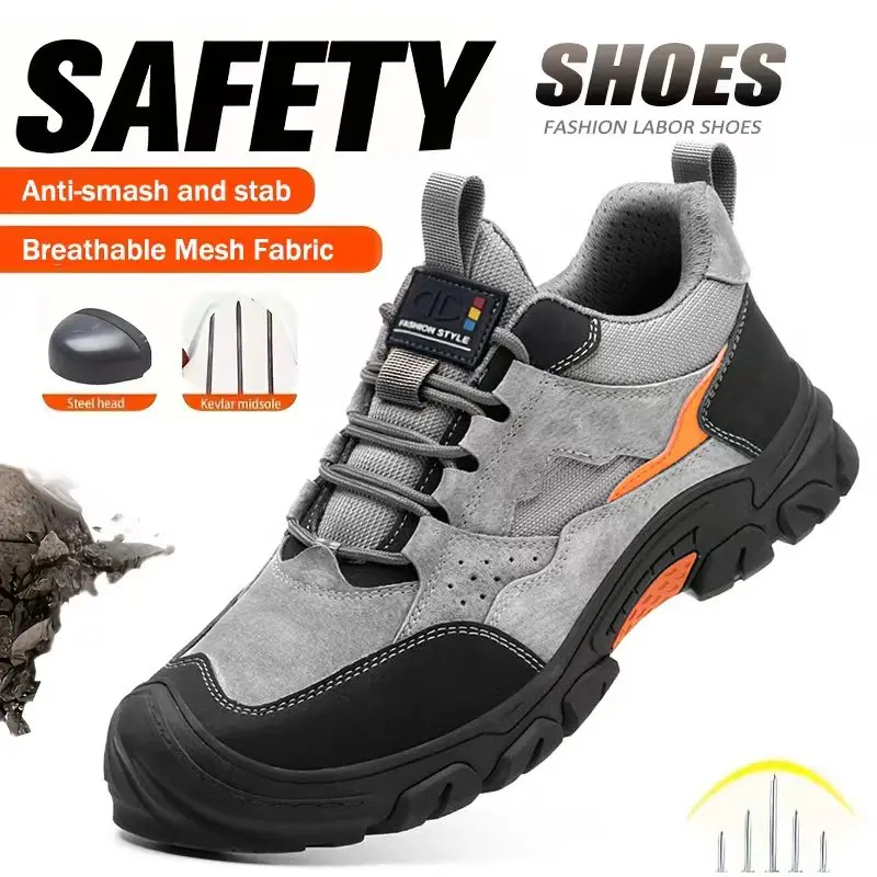 Anti-smash Puncture Proof Functional Shoes Safety Shoes Men Steel Toe Safety Mining Boots Wear-Resistant Construction Work Shoes