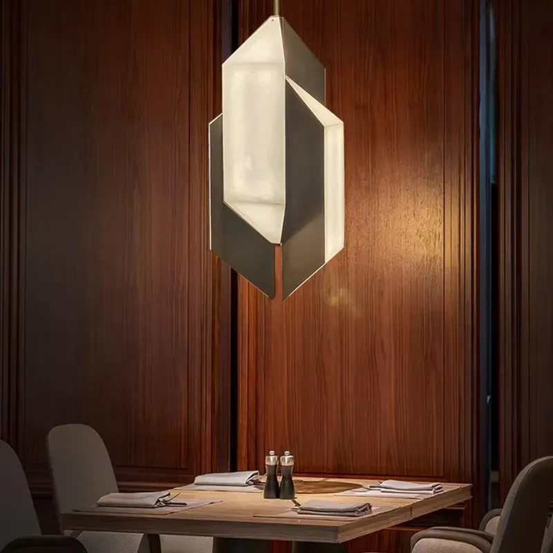 Nordic Geometric Shaped Natural Marble Pendant Lamps Modern Bedroom Bedside Dining Room Art Deco Pendant Lights