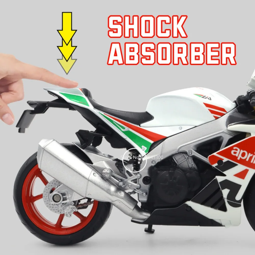 1/12 Aprilia RSV4 Alloy Motorcycle Model Toy Diecast with Shock Absorbers Model Motorcycle Collection Boys Toy Gifts Decoration