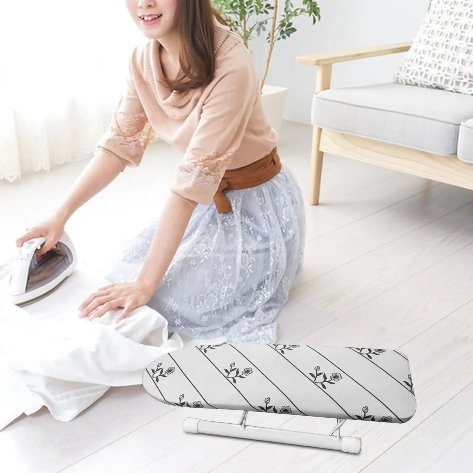 Small Ironing Board with Iron Board Cover Foldable Iron Board Sleeve Rack for Laundry Room Travel Dorm Apartment Cuffs