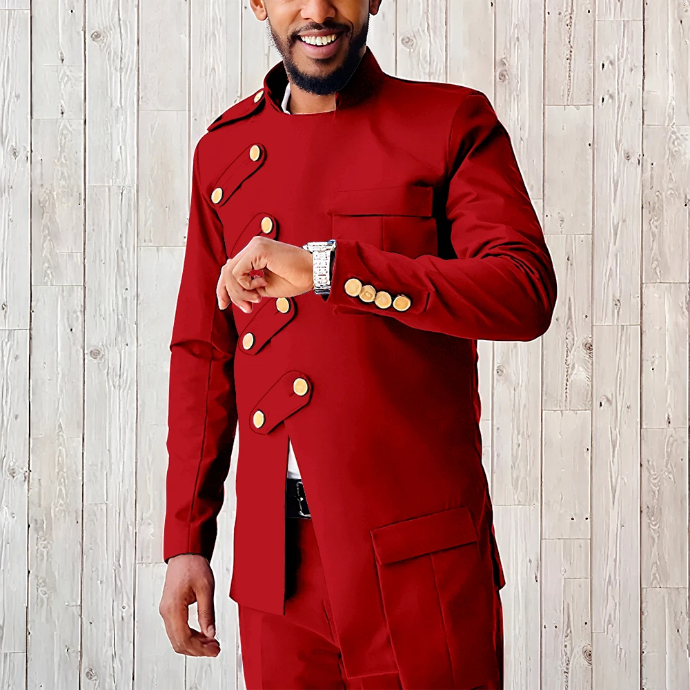 Royal Blue Unique Breasted Men Suit Two Pieces(Jacket+Pants) Outfits Casual Party Prom Wedding Set