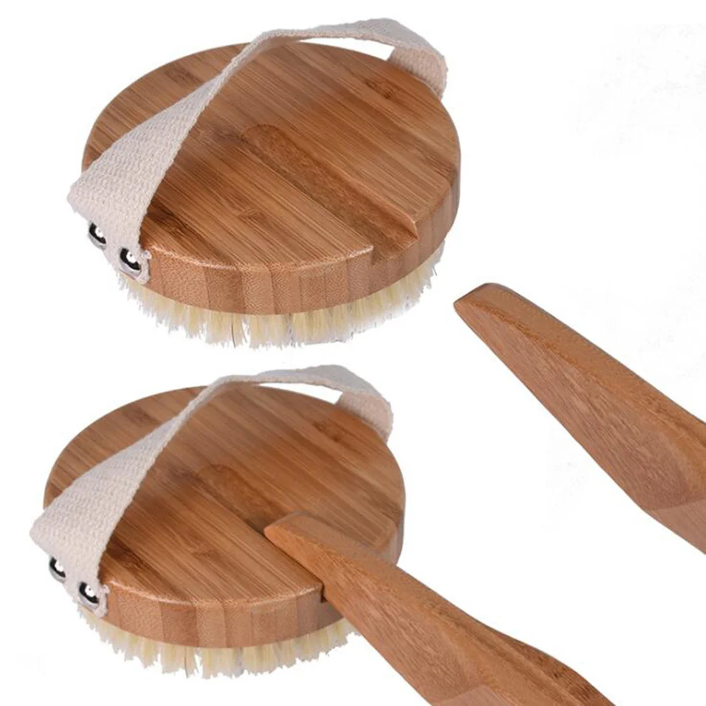 

42x10.5x3.7cm Natural Bristle Bath Brush Long Handle Body Massage Scrubber Exfoliate Dead Skin Improve Circulation Eco Friendly