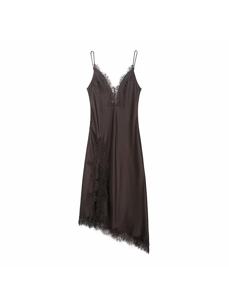 Women Satin Lace Dr… - image