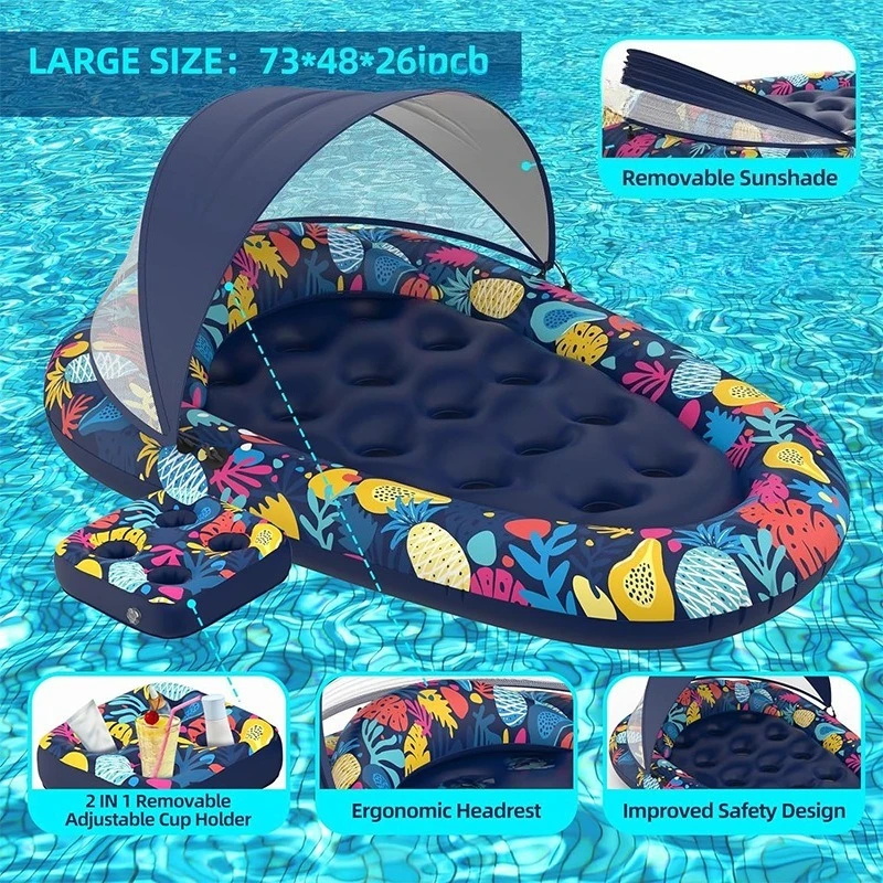 3 in 1 Shade Inflatable Hole Floating Row, Pool Party Resort Pool Removable Shade