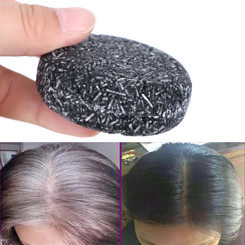 60g Gray White Hair Color Dye Bamboo Charcoal Clean Detox Soap Bar Black Hair Shampoo Shiny Hair & Scalp Treatment