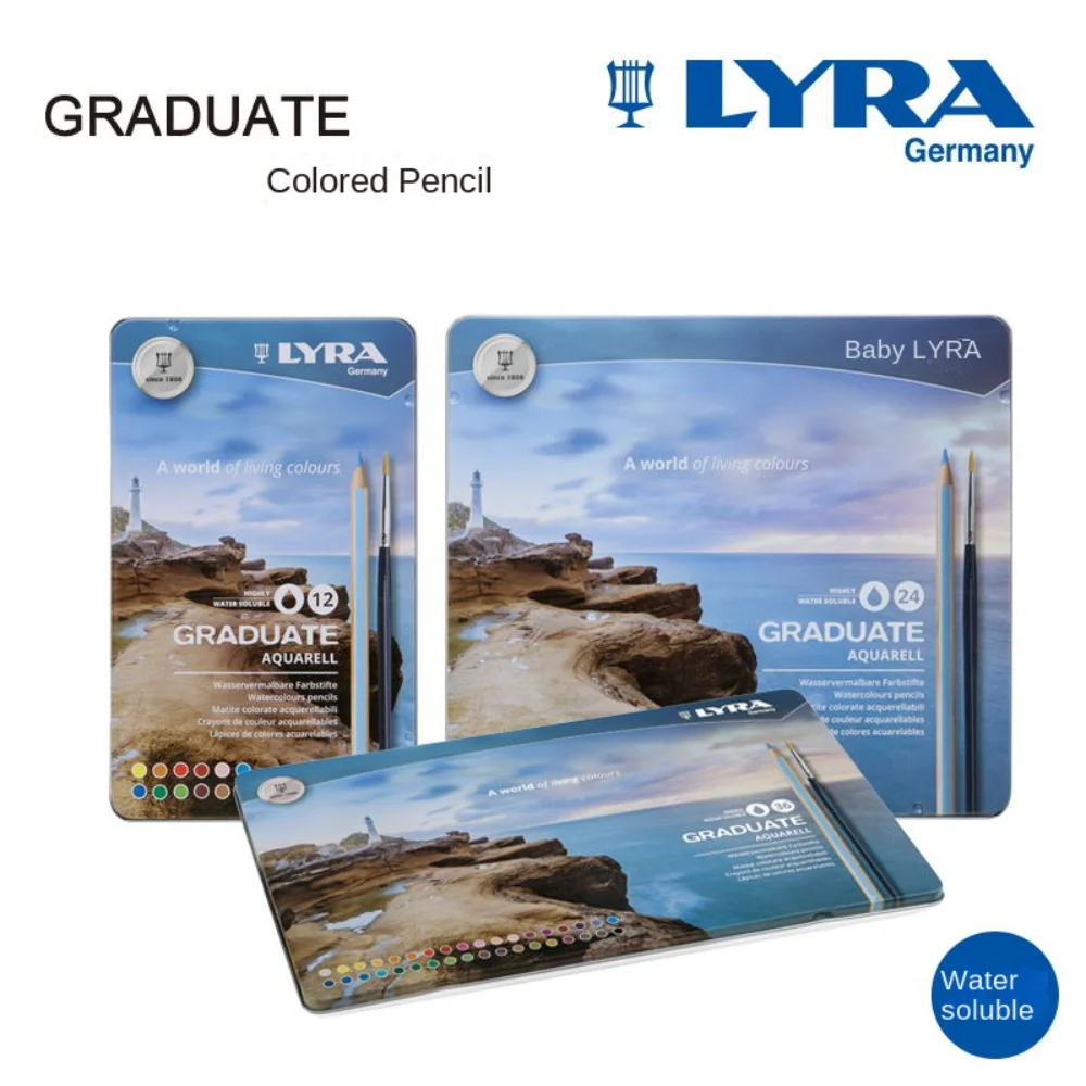 12/24/36 Colors LYRA Graduate Colored Pencils Set Oil Watercolor Pencil Drawing Sketch 3.8mm Thick Lead Coloring Art Supplies