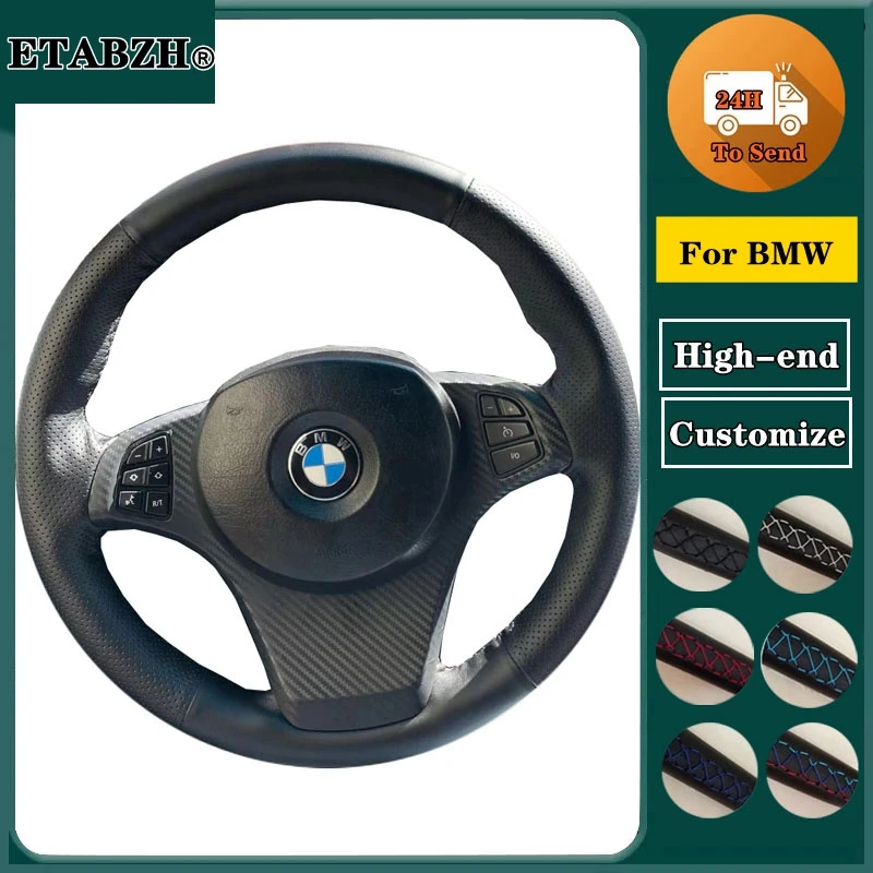 Braid Car Steering Wheel Cover For BMW E83 X3 2003-2010 E53 X5 Customized Microfiber Leather Steering Wrap Car Accessories