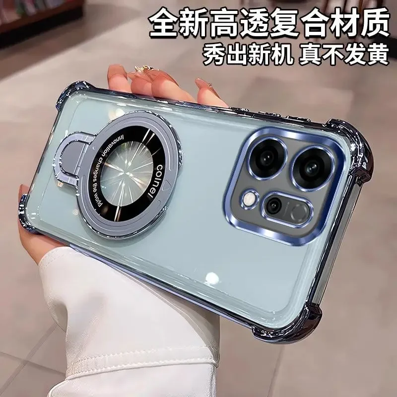 

Case For OPPO Reno 14 Pro Luxury Airbag Electroplating Transparent Bracket Back Cover For OPPO Reno 14 Pro 5G Shockproof Funda