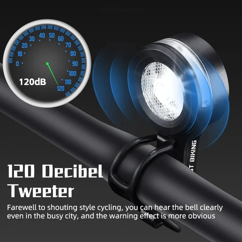 120dB Electric Bicycle Horn Bell Bike Light Waterproof USB 5 Sounds Night Riding Bike Accessories