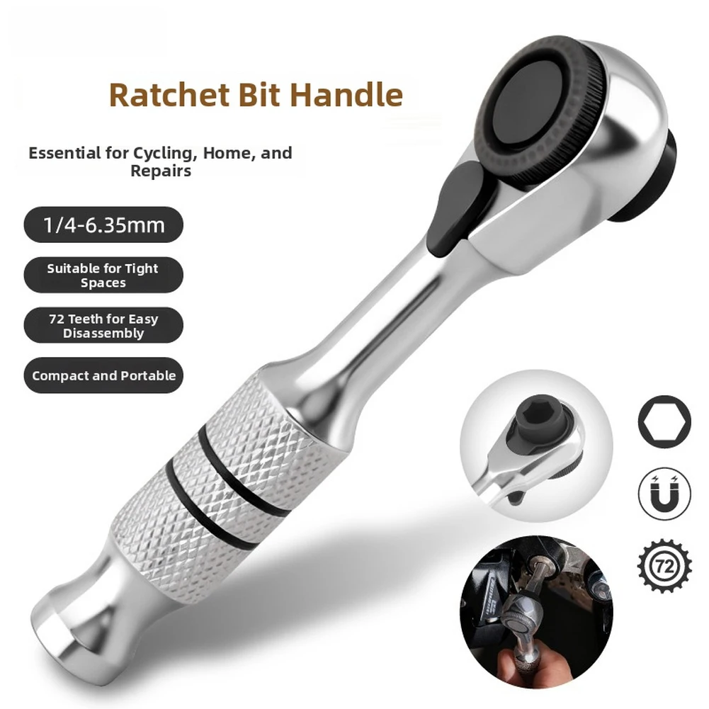 1/4 Inch Drive 72 Teeth Ratchet Screwdriver Quick Release Anti Slip Handle Magnetic Bit Holder For Repair Hand Tools