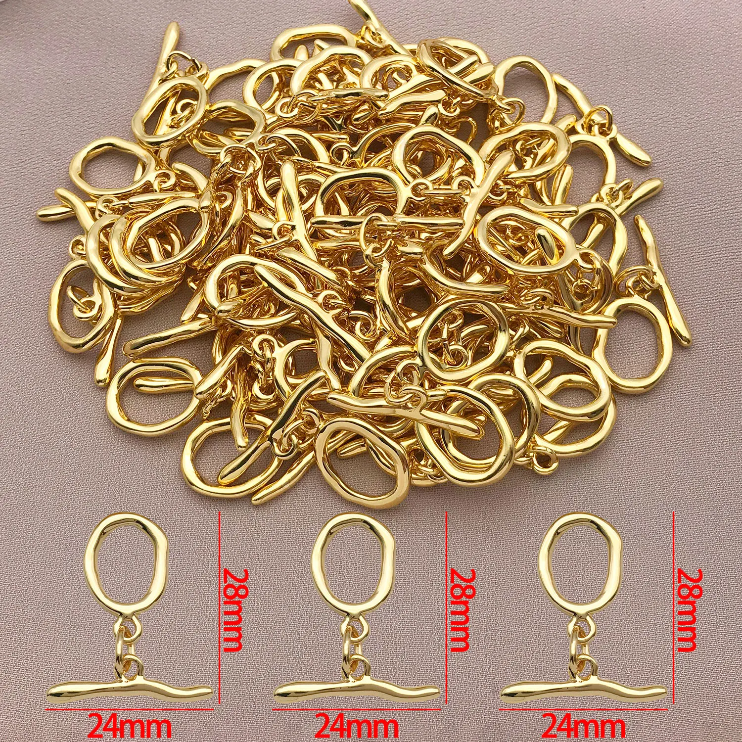 مزيج 3/5 قطع 18K مطلي بالنحاس أصلي ذهبي قوي الاحتفاظ بالألوان سطح أملس OT مشبك، إكسسوارات صنع المجوهرات بنفسك #5