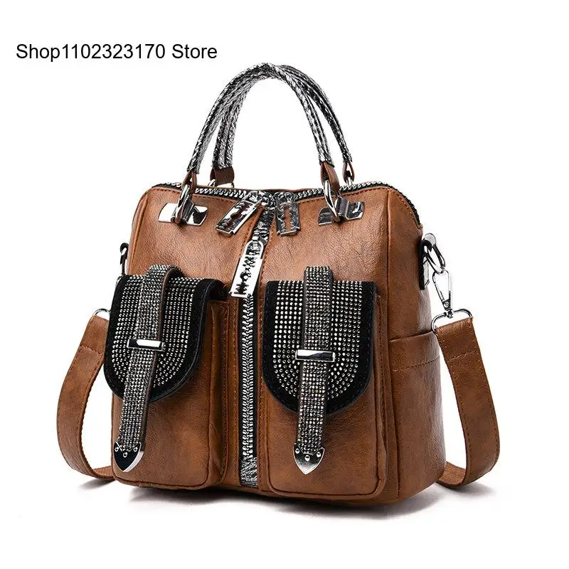 Female Small School Bag for Girls High Quality Shoulder Bags for Women Luxury Double Pocket Women Leather Backpack