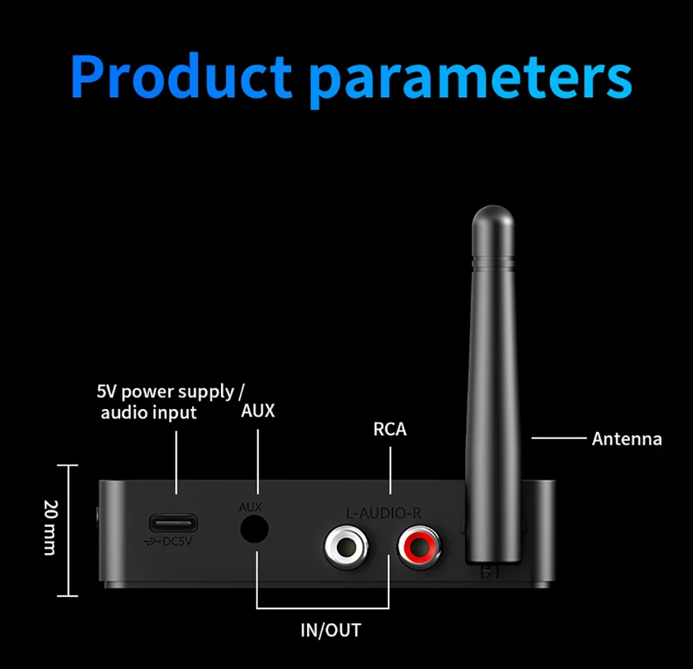 Kebidumei Drahtloser Audio-Adapter, Bluetooth 6.0-Empfänger, Sender, HiFi, verlustfreier Klang, Stereo-Musik, 3,5 mm AUX-RCA-Buchse für PC-TV – Detail 15