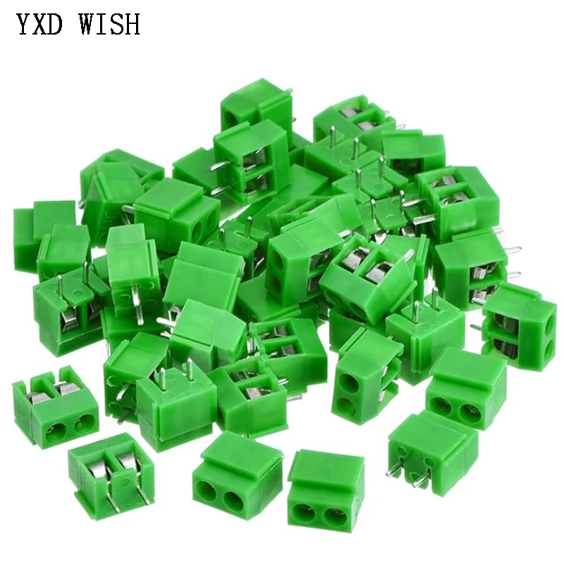 100PCS KF350 3.5mm Pitch Screw Terminal Connector 2 Pin 3 Pin Straight Leg KF350 Copper Green PCB Terminal Blocks For 24-18AWG