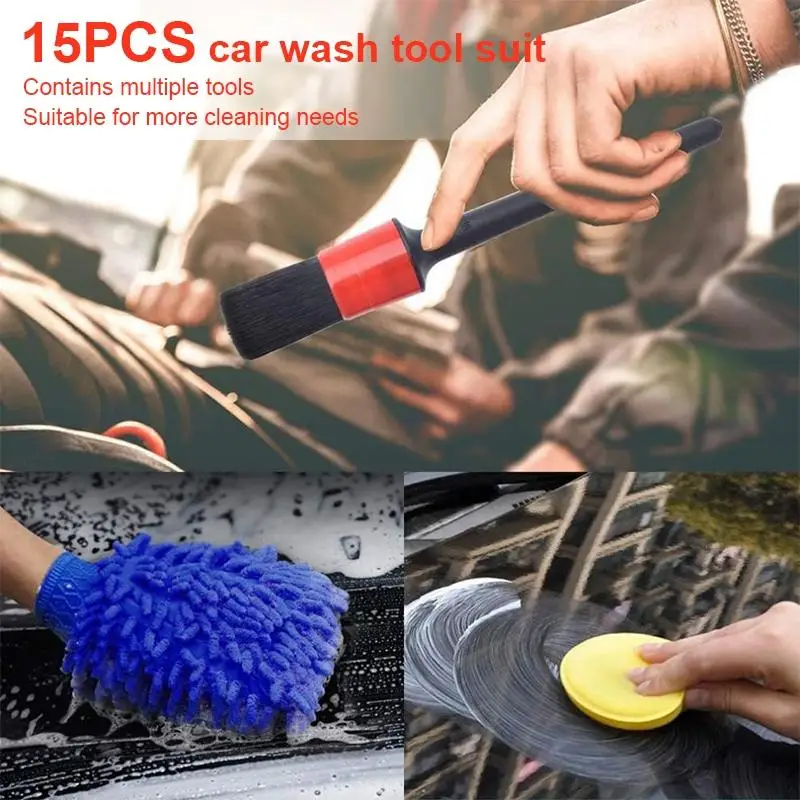  Car Cleaning Brushes Universal for Tires Wheels Rims Interior Detailing Sturdy Soft Bristle for Vehicle Maintenance