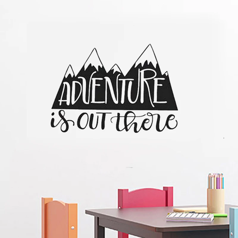 ADVENTURE Is Out There Wall Sticker Creative Mountain Pattern Wall Decals Children Kids Room Decoration Wallpaper Nursery Poster