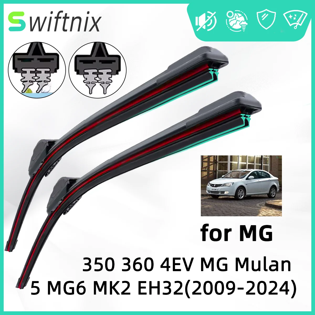 Double Rubber Car Wiper for MG 350 360 4 EV MG Mulan EH32 MG5 MG6 MK2 Front Wiper Blades Brushes Cutter Accessories Windscreen