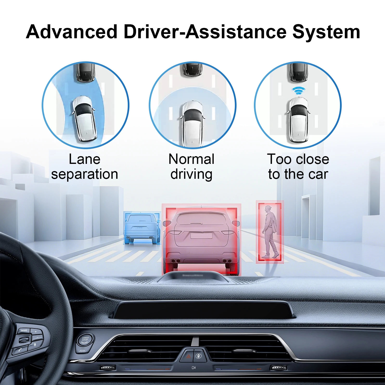 Ezonetronics 720P HD USB Front Dash Camera Universal Car DVR for Android System with ADAS Plug in the SD Card Easy Installation