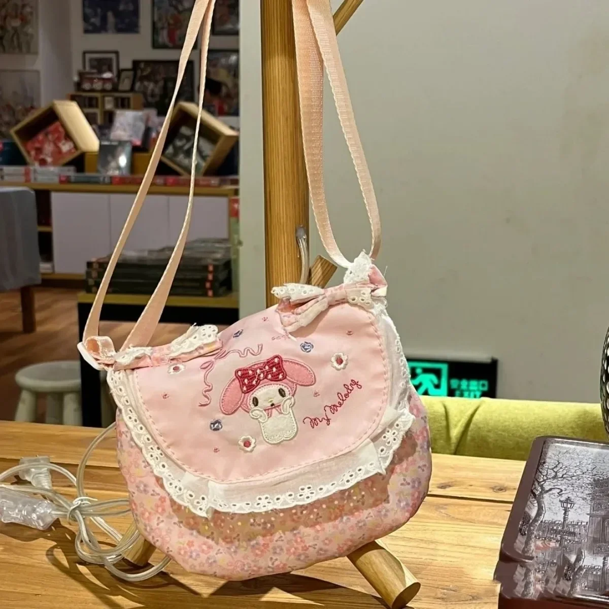 My Melody Messenger Bag Miniso Cute Sweet Girl Bow Versatile Handbag Anime Large Capacity Pink Lace Embroidered Shoulder Bag