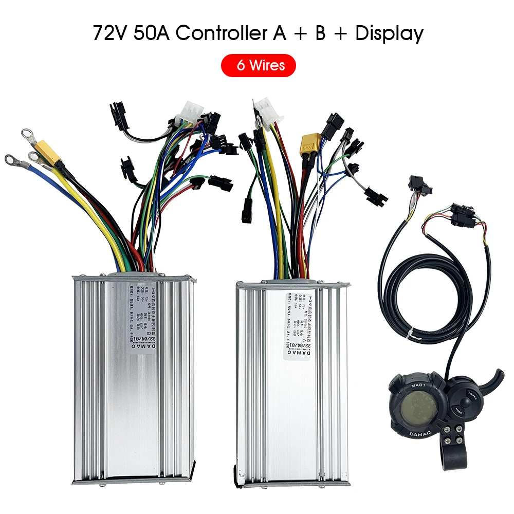 DAMAO 72V 50A 6 Wires Controller Display Accelerator for Dual Engines 6000W 7000W Electric Scooter Spare Accessories