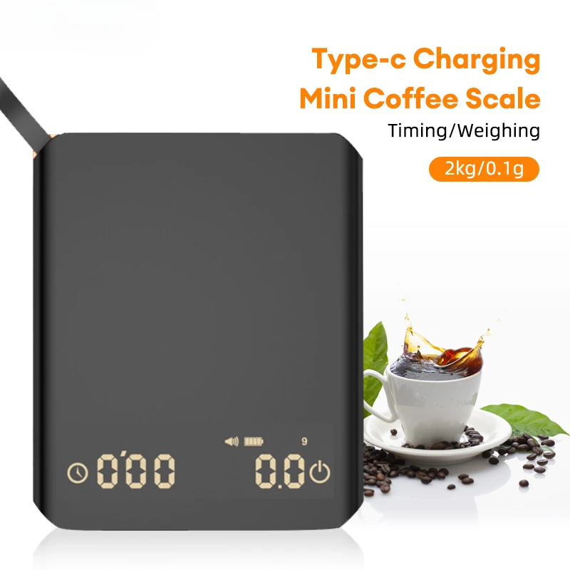 

Rechargeable Mini Coffee Scale 2kg/0.1g Portable Digital Kitchen Scale with Automatic Timing for Espresso, Pour-Over Coffee