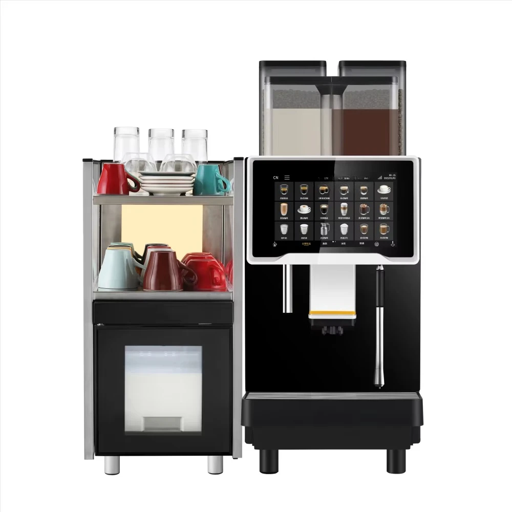 Máquina de café expresso automática inteligente com moedor e batedor de leite frio para comercial F30