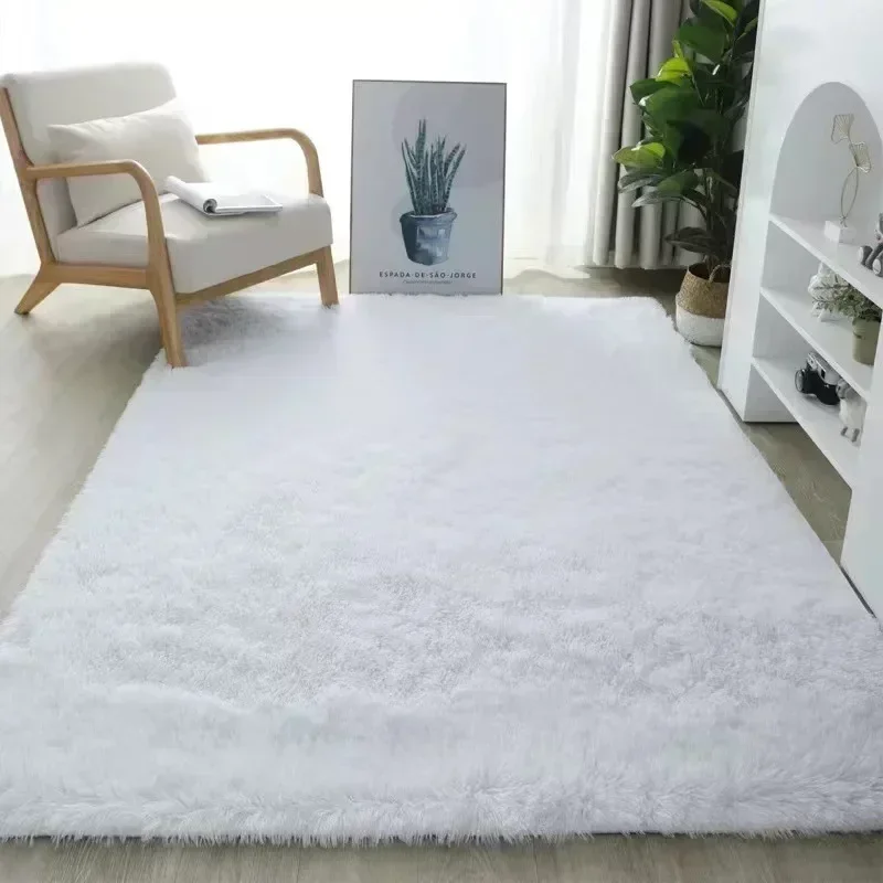 Fluffy Cream White Sheepskin Rug Silk Wool Rugs for Bedroom and Living Room Decor Kids Livingroom Bedroom Floor Mat Fur Rugs
