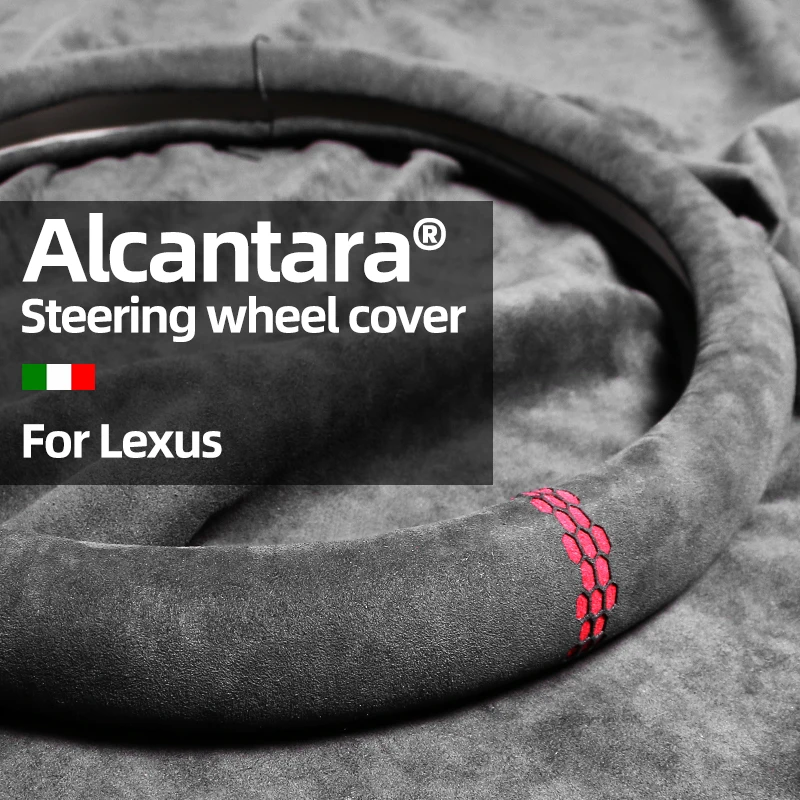 Alcantara para Lexus ES NX RX LS UX LX 38CM, funda para volante de coche ES200 ES300h ES350 IS250 RX350 NX300 CT200h GX460
