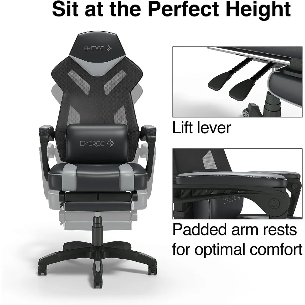 كرسي ألعاب مريح من الجلد، أسود/أبيض، كرسي ألعاب مريح من الجلد، أسود/أبيض