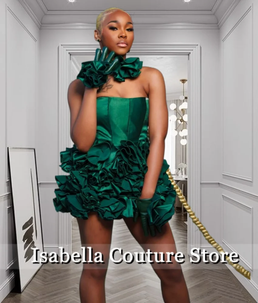 New Green Sexy Short Prom Dress For Black Girls Cocktail Dress Homecoming Dress For Birthday Dress 2024 With Gloves Customized 